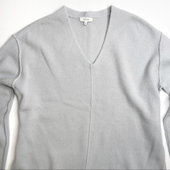 Reiss Serafina Jumper Oversized V Neck Sweater Pale Blue Grey Small - Picture 5 of 11